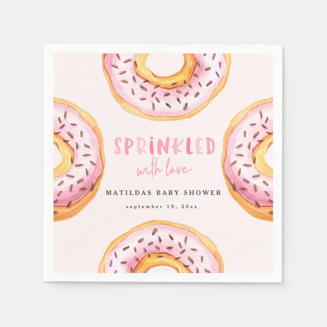 Sprinkled with love doughnut baby shower napkin (Front)