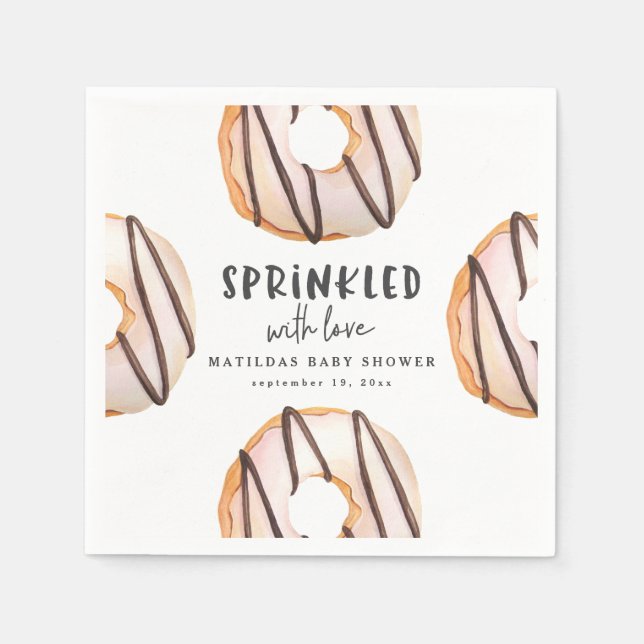 Sprinkled with love doughnut baby shower napkin (Front)