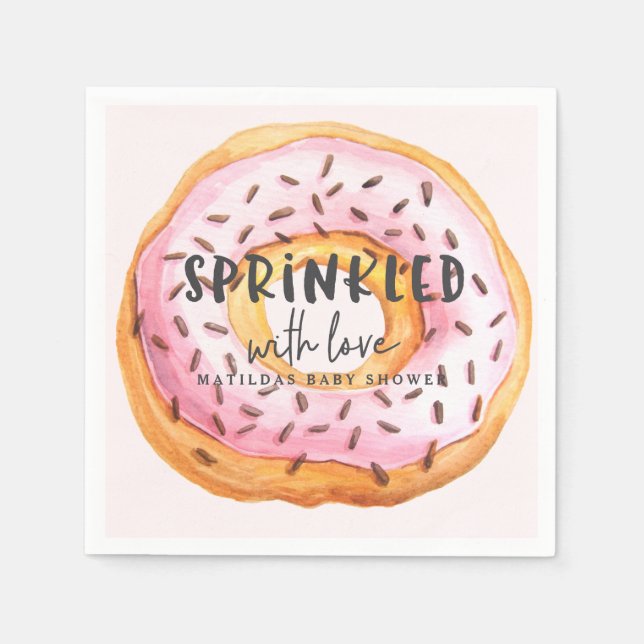 Sprinkled with love doughnut baby shower napkin (Front)