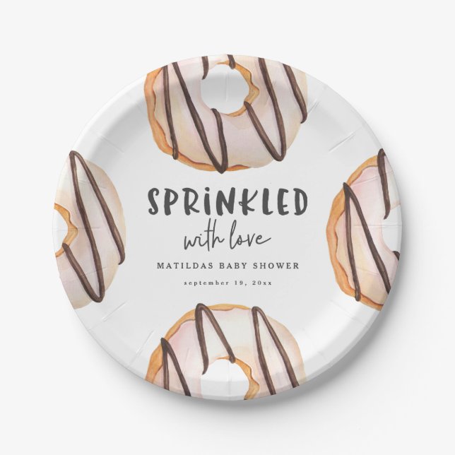 Sprinkled with love doughnut baby shower paper plate (Front)