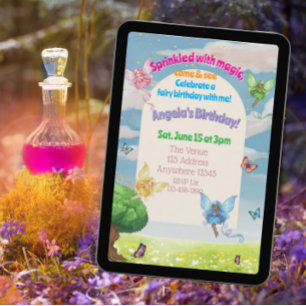 Sprinkled with Magic, Fairy and Butterfly Birthday Invitation