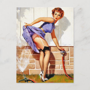 Sprinkler Pin-Up Postcard