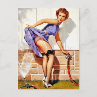 Sprinkler Pin-Up Postcard