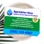 Sprinkler Repair and Installation Flyer<br><div class="desc">Simple vector logo in blue and green of lawn sprinkler spraying water on lawn enclosed in water drop outline.</div>