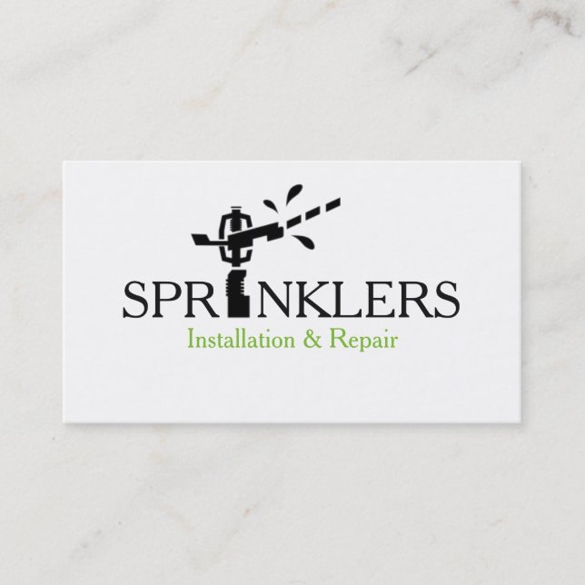 Sprinkler System Installation and Repair Business Card (Front)