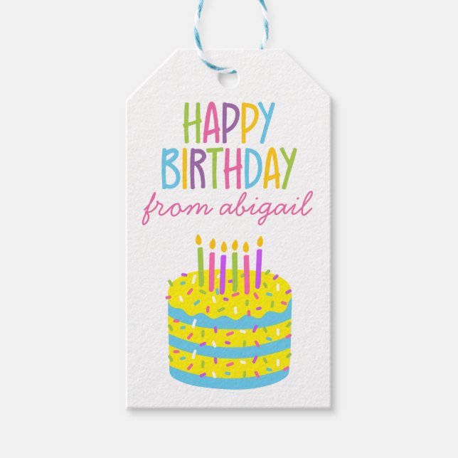 Sprinkles Birthday Cake Personalised Gift Tags (Front)