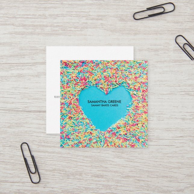 Sprinkles Business Card | Colourful Sprinkle Heart (Front/Back In Situ)