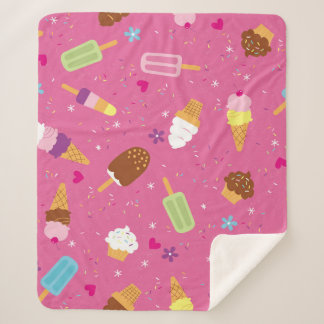 Sprinkles, cupcakes, ice cream, and popsicles scat sherpa blanket
