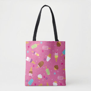 Sprinkles, cupcakes, ice cream, and popsicles scat tote bag