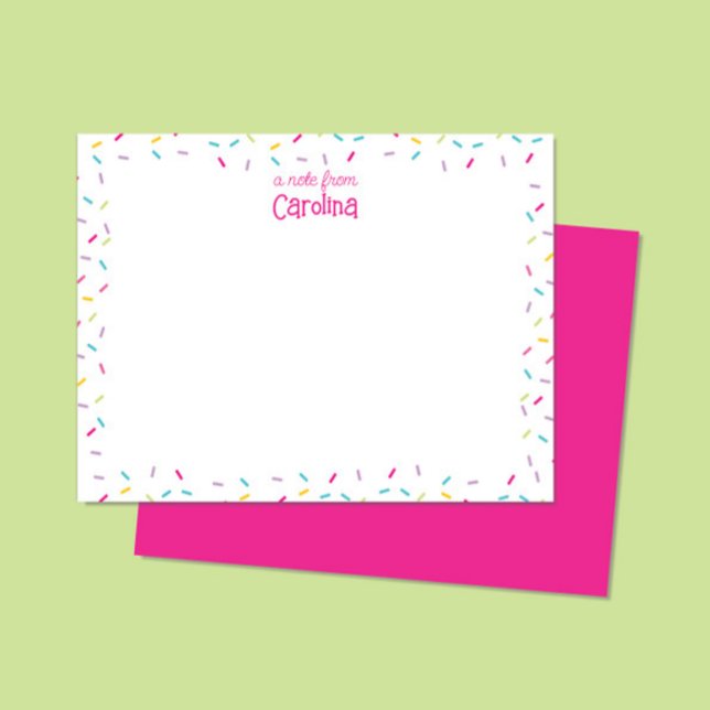 Sprinkles Cute Hot Pink Girly Stationery Note Card (Creator Uploaded)