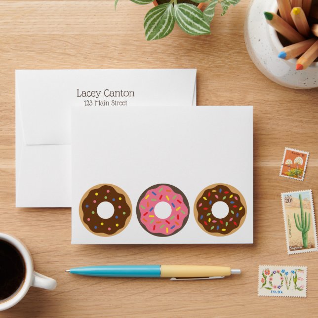 Sprinkles Doughnuts Custom Personalised Envelopes (Desk)