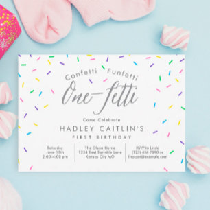 Sprinkles First Birthday Invitation, Cute confetti Invitation