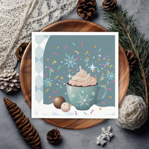 Sprinkles Hot Cocoa Winter Snowflakes Baby Shower Napkin