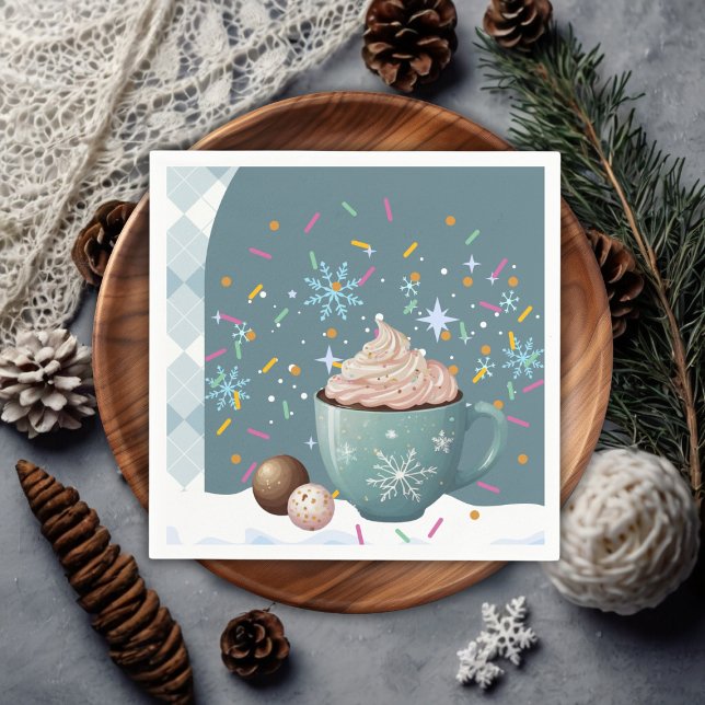 Sprinkles Hot Cocoa Winter Snowflakes Baby Shower Napkin (Creator Uploaded)