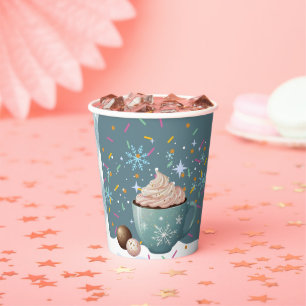 Sprinkles Hot Cocoa Winter Snowflakes Baby Shower Paper Cups