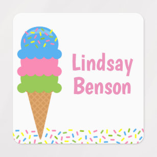 Sprinkles Ice Cream Cone Clothing Labels