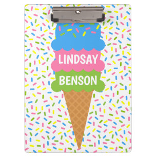 Sprinkles Ice Cream Cone Personalised Clipboard