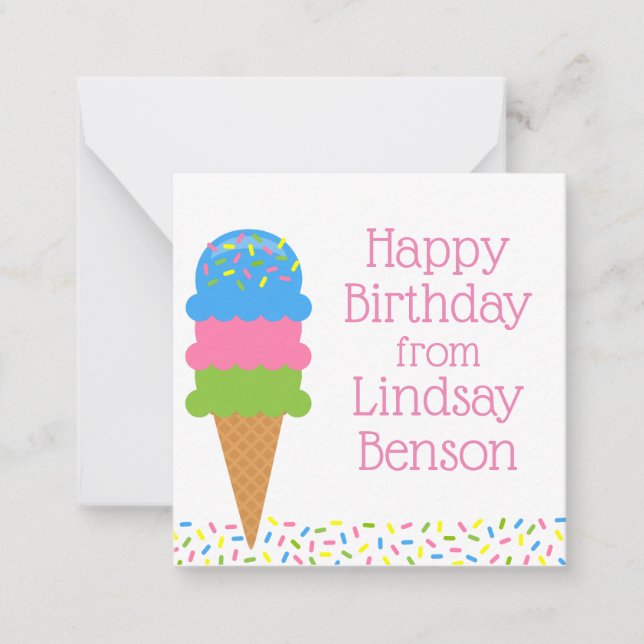 Sprinkles Ice Cream Cone Personalised Gift Cards (Front)