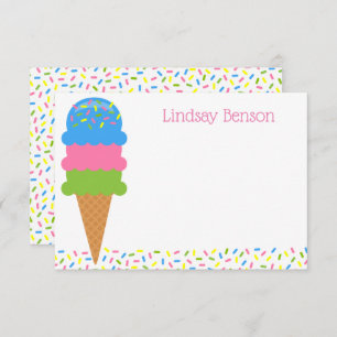 Sprinkles Ice Cream Cone Personalised Note Cards