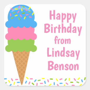 Sprinkles Ice Cream Cone Personalized Stickers