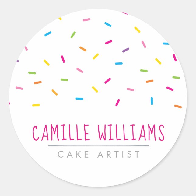SPRINKLES modern cute patterned colourful party Classic Round Sticker (Front)