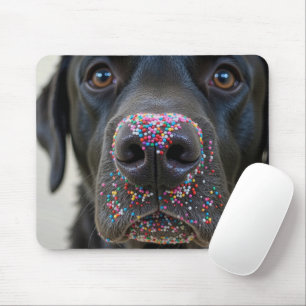 Sprinkles On a Black Labrador Retriever Nose Mouse Pad