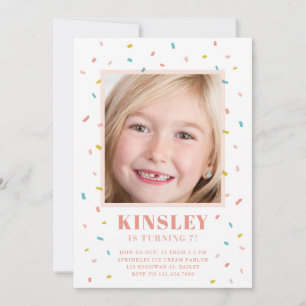 Sprinkles photo kids birthday party invitation