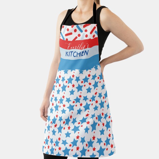 Sprinkles Red White Patriotic Flag Chef Apron (Insitu)