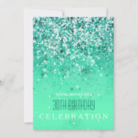 Sprinkling Joy Modern Aqua Green Glitter Party