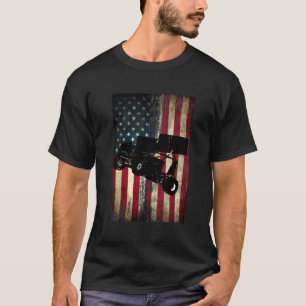 Sprint Car Dirt Track Racing Distressed American F T-Shirt