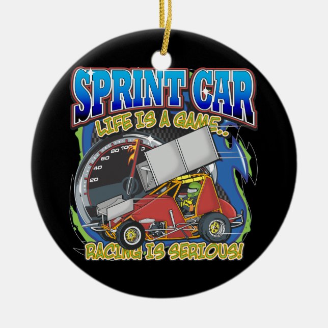 Sprint Car Life Ceramic Tree Decoration (Front)