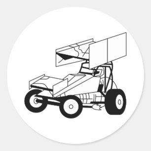 Sprint Car Outline Classic Round Sticker