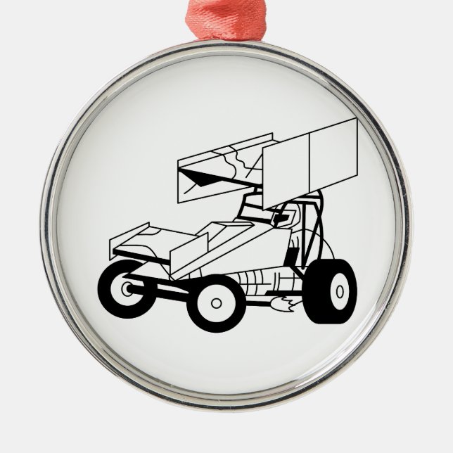 Sprint Car Outline Metal Tree Decoration (Front)