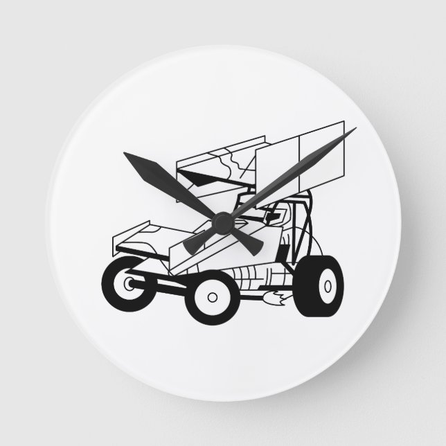 Sprint Car Outline Round Clock (Front)