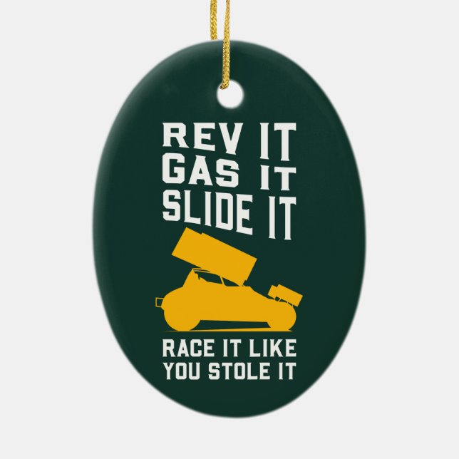 Sprint Car Racing Holiday Christmas Ceramic Tree Decoration (Back)