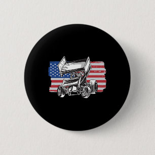 Sprint Car Racing Usa Flag  6 Cm Round Badge