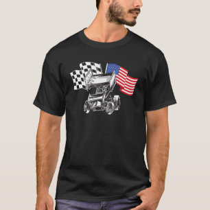 Sprint Car Racing Usa Flag T-Shirt