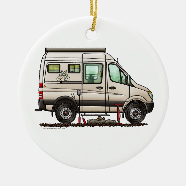 Sprinter Camper Van RV happy camper Ceramic Tree Decoration (Front)