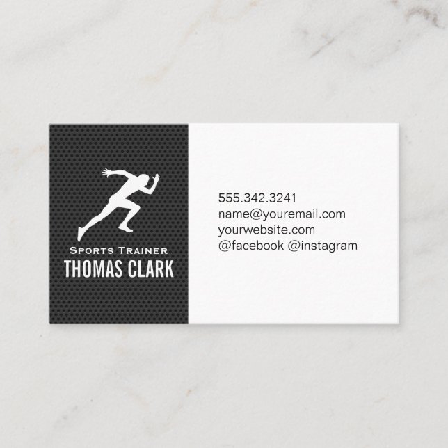 Sprinter | Sports Trainer (carbon pattern) Business Card (Front)