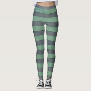 Spriped Medium Green and Dark Grey Leggings