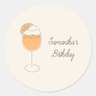Spritz Bubbly Cocktail Birthday Party Classic Round Sticker