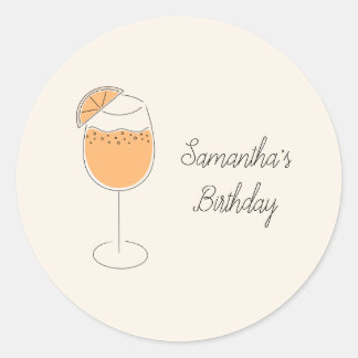 Spritz Bubbly Cocktail Birthday Party Classic Round Sticker