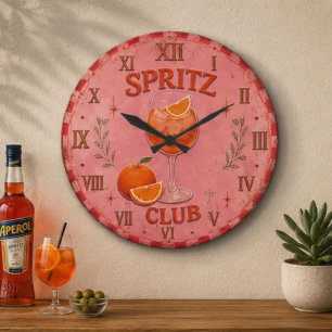 Spritz Club Aperol Cocktail Bar Decor Italian Large Clock