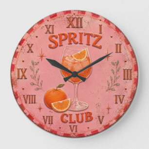 Spritz Club Aperol Cocktail Bar Decor Italian  Large Clock