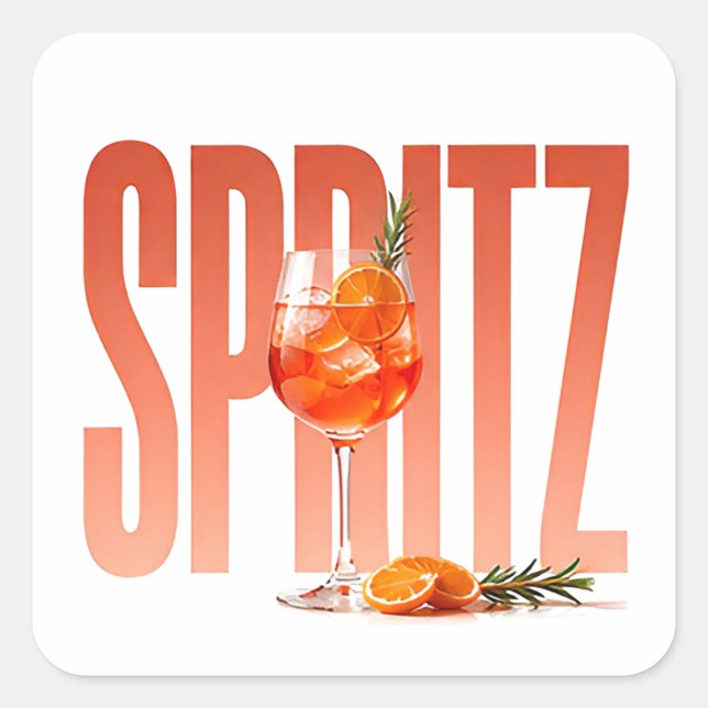 Spritz Luxury Cocktail Editorial Graphic  Square Sticker (Front)