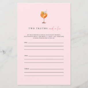 Spritz Two Truths And A Lie Bridal Shower Game