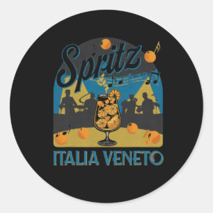 Spritz Veneto Italia Vintage Orange Wine Tail 5  Classic Round Sticker