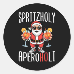 Spritzholy Aperoholi - Santa Aperitif Funny Spritz Classic Round Sticker