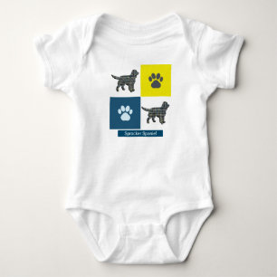 Sprocker Spaniel Dog & Paw Y&B Grid Square Baby Bodysuit