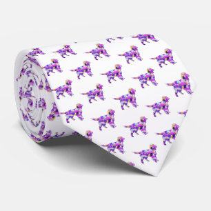 Sprocker Spaniel Dog Silhouette Cute Purple White Tie